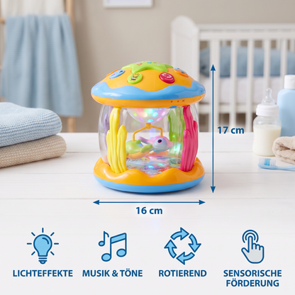 Oceaan Babyspeelgoed met Licht & Muziek – Roterend Zintuiglijk Speelgoed voor Buikligging & Kruipen