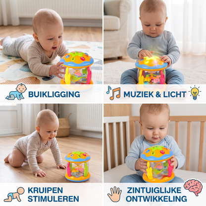Oceaan Babyspeelgoed met Licht & Muziek – Roterend Zintuiglijk Speelgoed voor Buikligging & Kruipen