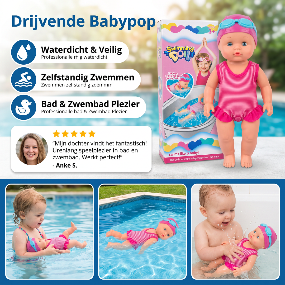 Drijvende Babypop – Waterdicht Elektrisch Zwembadsspeelgoed voor Kinderen