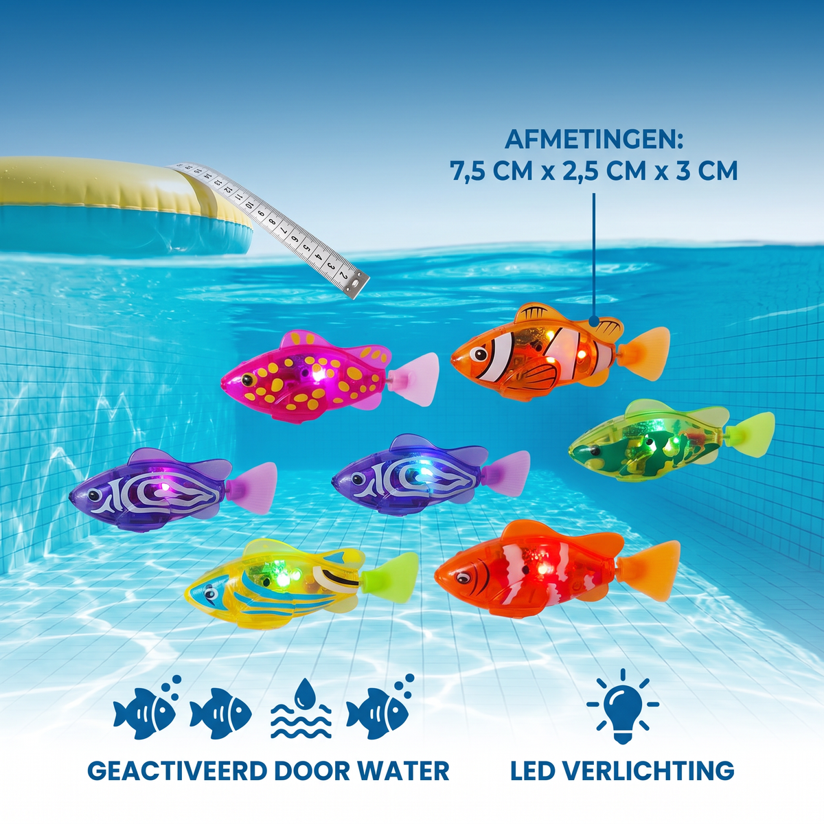 LED Zwemvis Speelset – Automatisch Geactiveerde Lichtgevende Vissen voor Zwembad & Bad