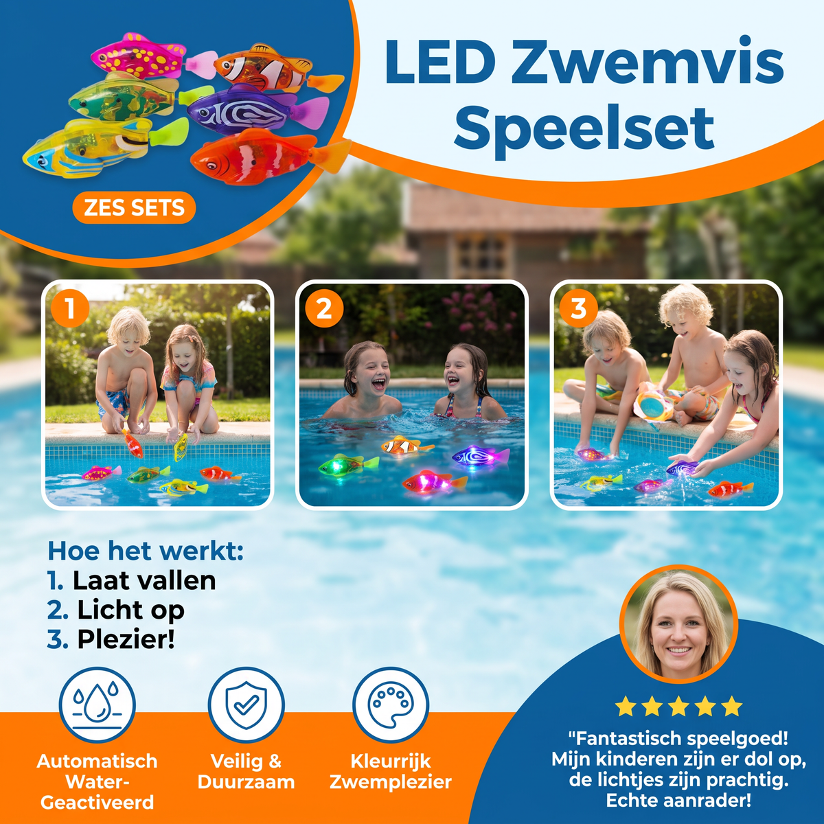 LED Zwemvis Speelset – Automatisch Geactiveerde Lichtgevende Vissen voor Zwembad & Bad
