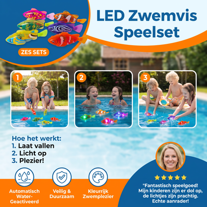 LED Zwemvis Speelset – Automatisch Geactiveerde Lichtgevende Vissen voor Zwembad & Bad