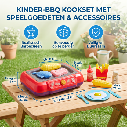 Kinder-BBQ Kookset met Speelgoedeten & Accessoires