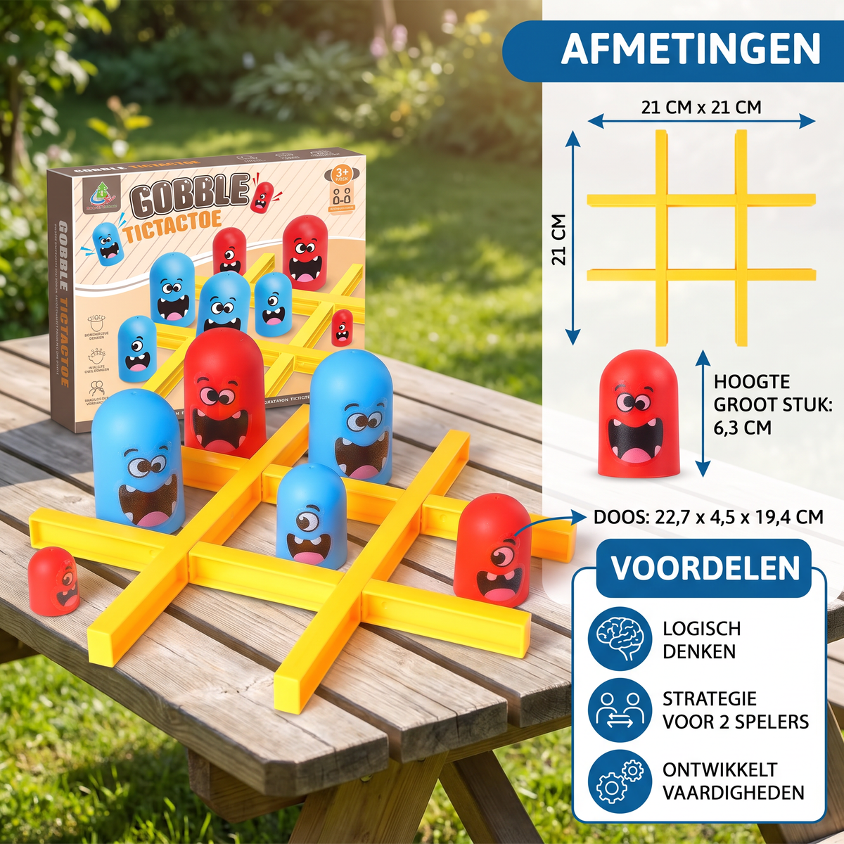Monster-Tic-Tac-Toe Bordspel voor Kinderen – Leuk Strategisch Spel voor 2 Spelers
