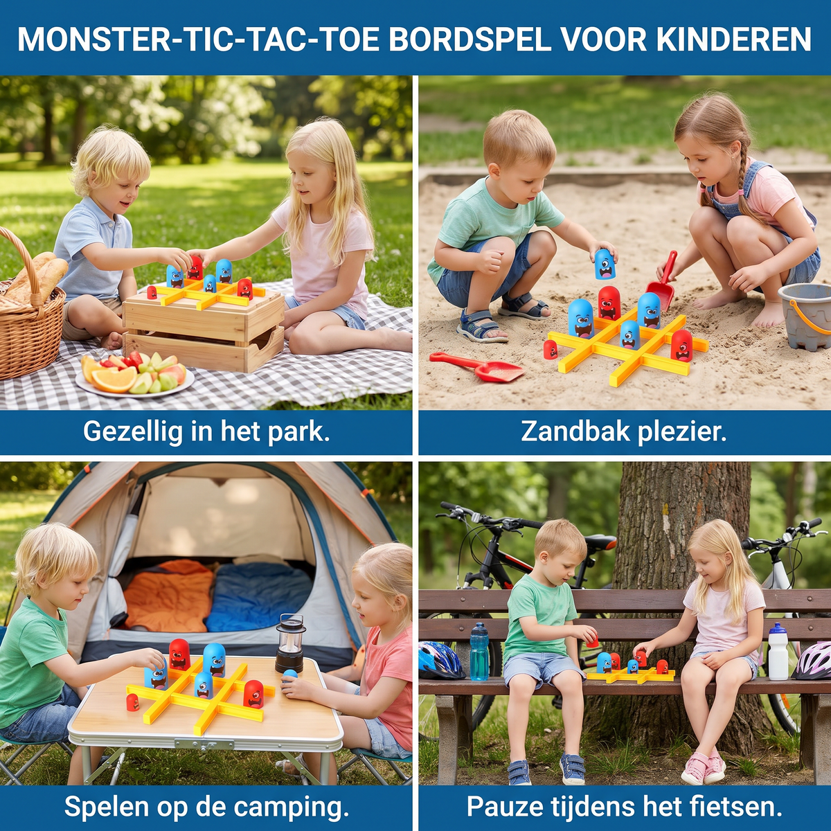 Monster-Tic-Tac-Toe Bordspel voor Kinderen – Leuk Strategisch Spel voor 2 Spelers