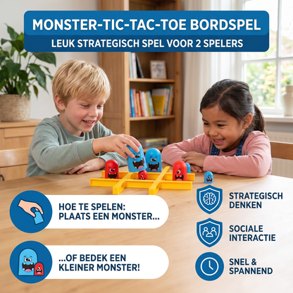 Monster-Tic-Tac-Toe Bordspel voor Kinderen – Leuk Strategisch Spel voor 2 Spelers