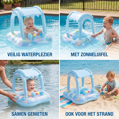 Opblaasbare Baby Zwemband met Zonnedak & Oceaanmotief