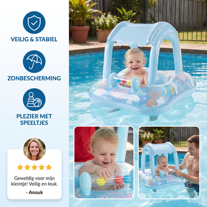 Opblaasbare Baby Zwemband met Zonnedak & Oceaanmotief