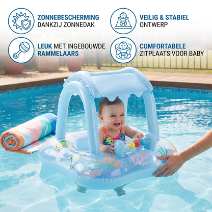 Opblaasbare Baby Zwemband met Zonnedak & Oceaanmotief