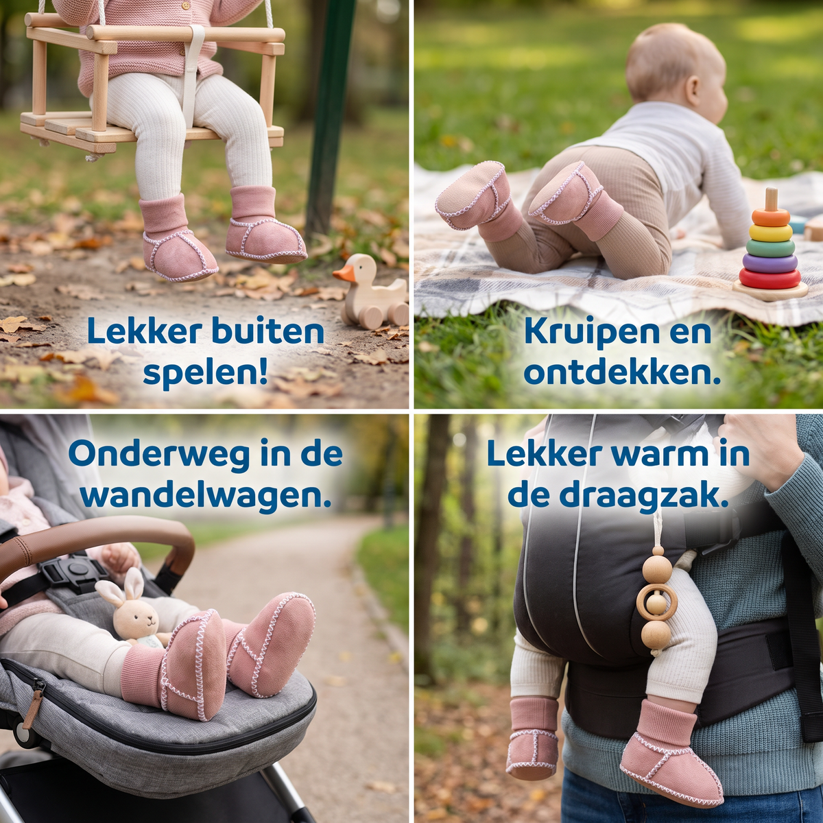 Gefütterte Baby-Winter-Sockenschuhe in Wildlederoptik