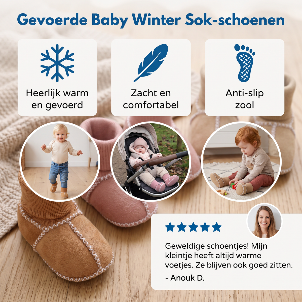 Gefütterte Baby-Winter-Sockenschuhe in Wildlederoptik
