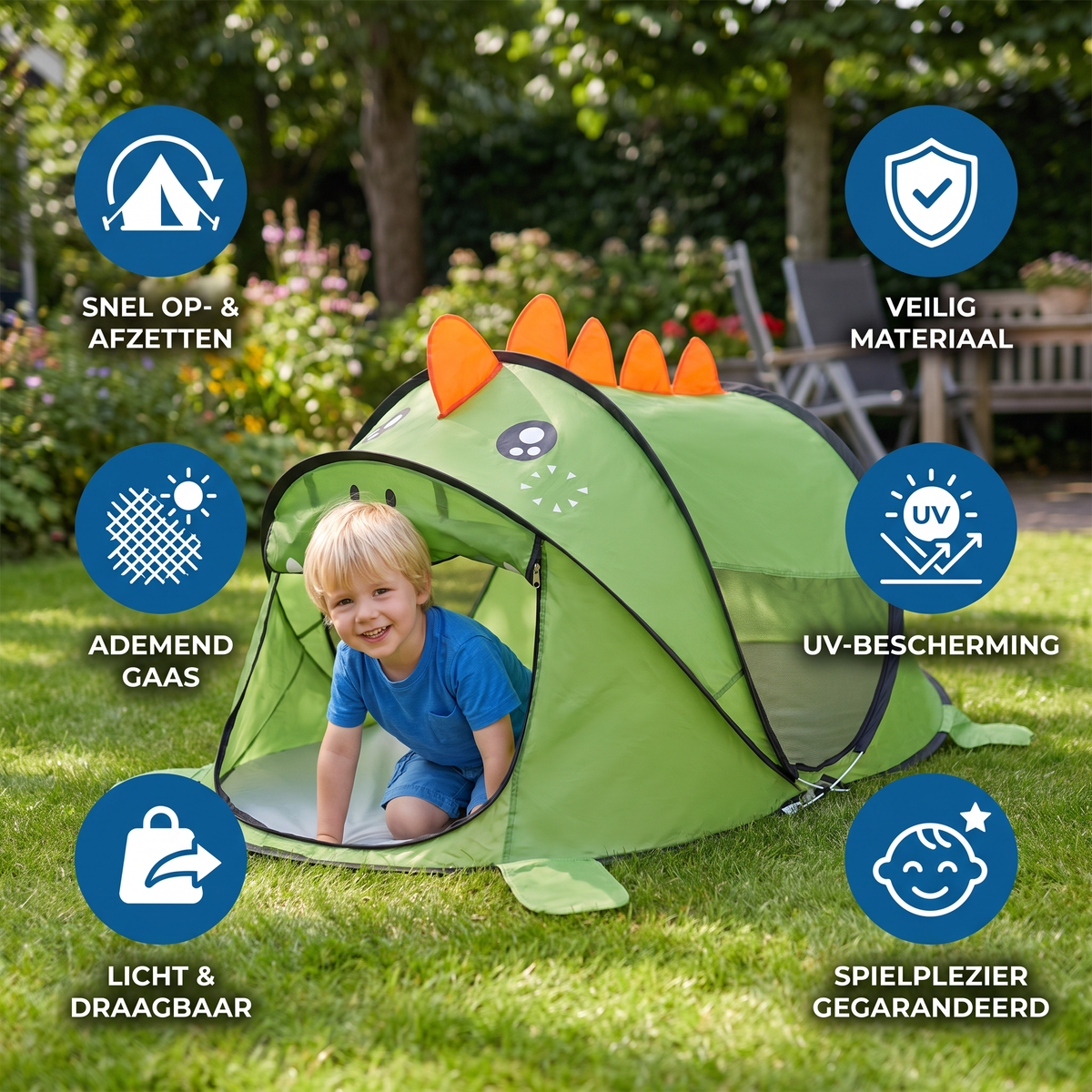 Opvouwbare Dino-Speeltent voor Kinderen – Perfect voor Warme Dagen & Gezellige Speeluren