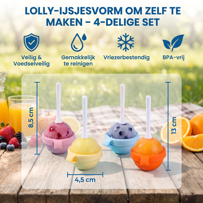 Lolly-ijsjesvorm om Zelf te Maken – 4-delige Set