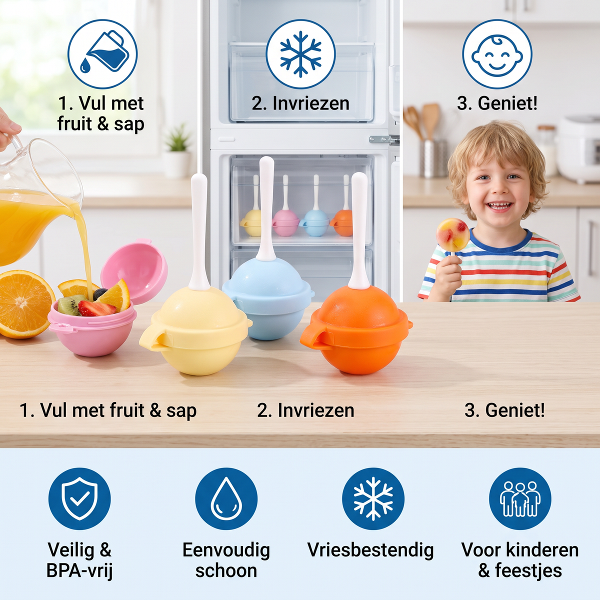 Lolly-ijsjesvorm om Zelf te Maken – 4-delige Set