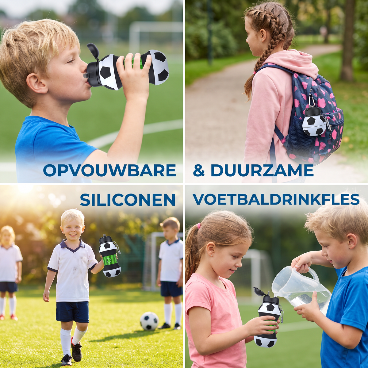 Opvouwbare & Duurzame Siliconen Voetbaldrinkfles