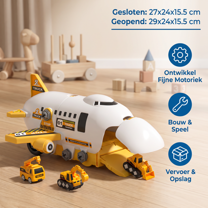DIY-Speelset „Vliegtuigtransporttruck” met Bouwvoertuigen