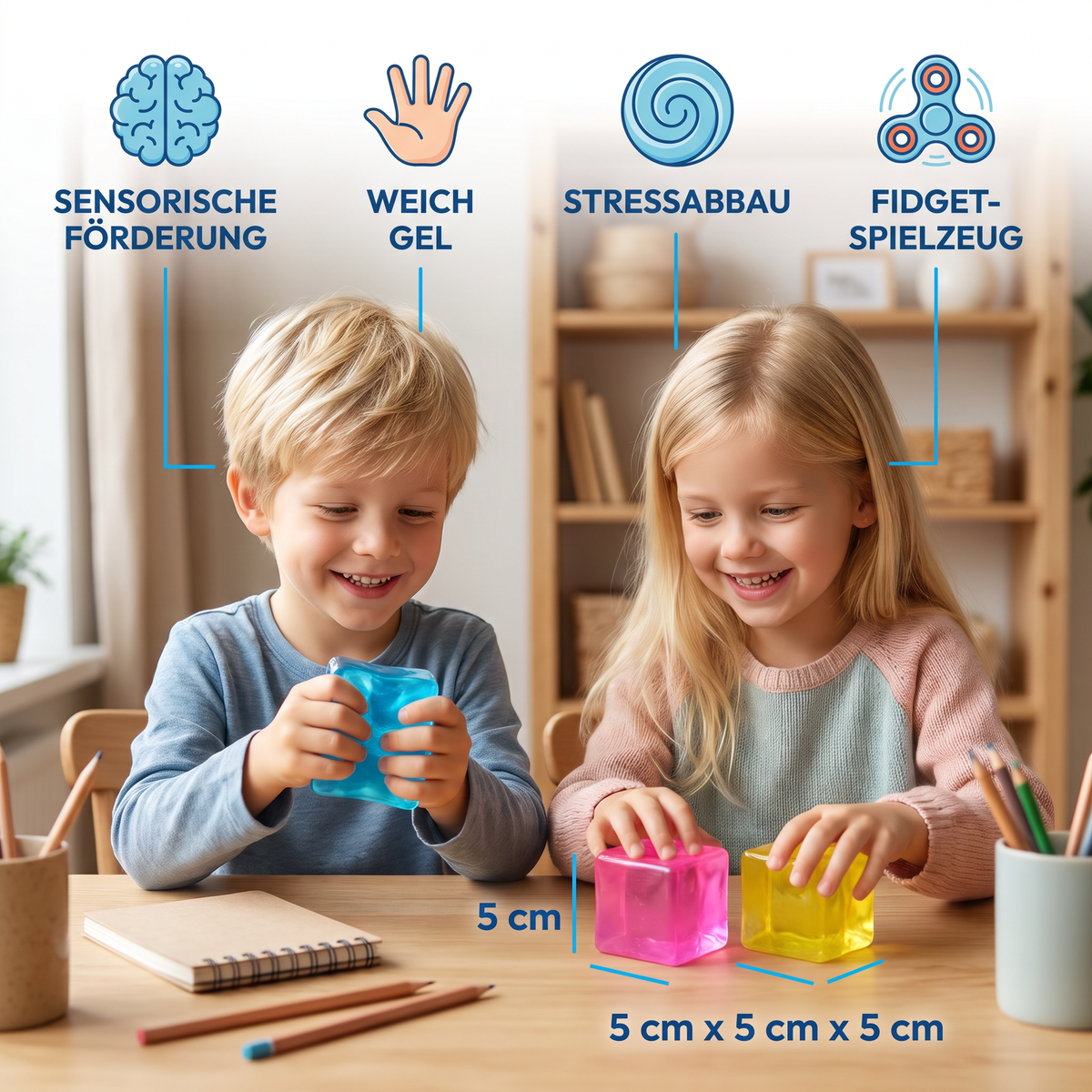 Kubus Squishy Stressbal – Zacht Gel-Fidgetspeelgoed voor de Zintuigen