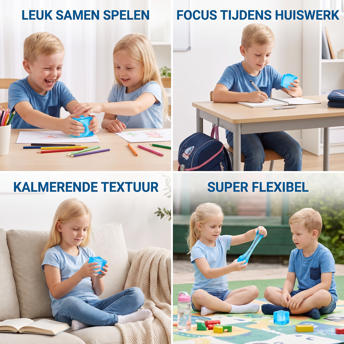 Kubus Squishy Stressbal – Zacht Gel-Fidgetspeelgoed voor de Zintuigen