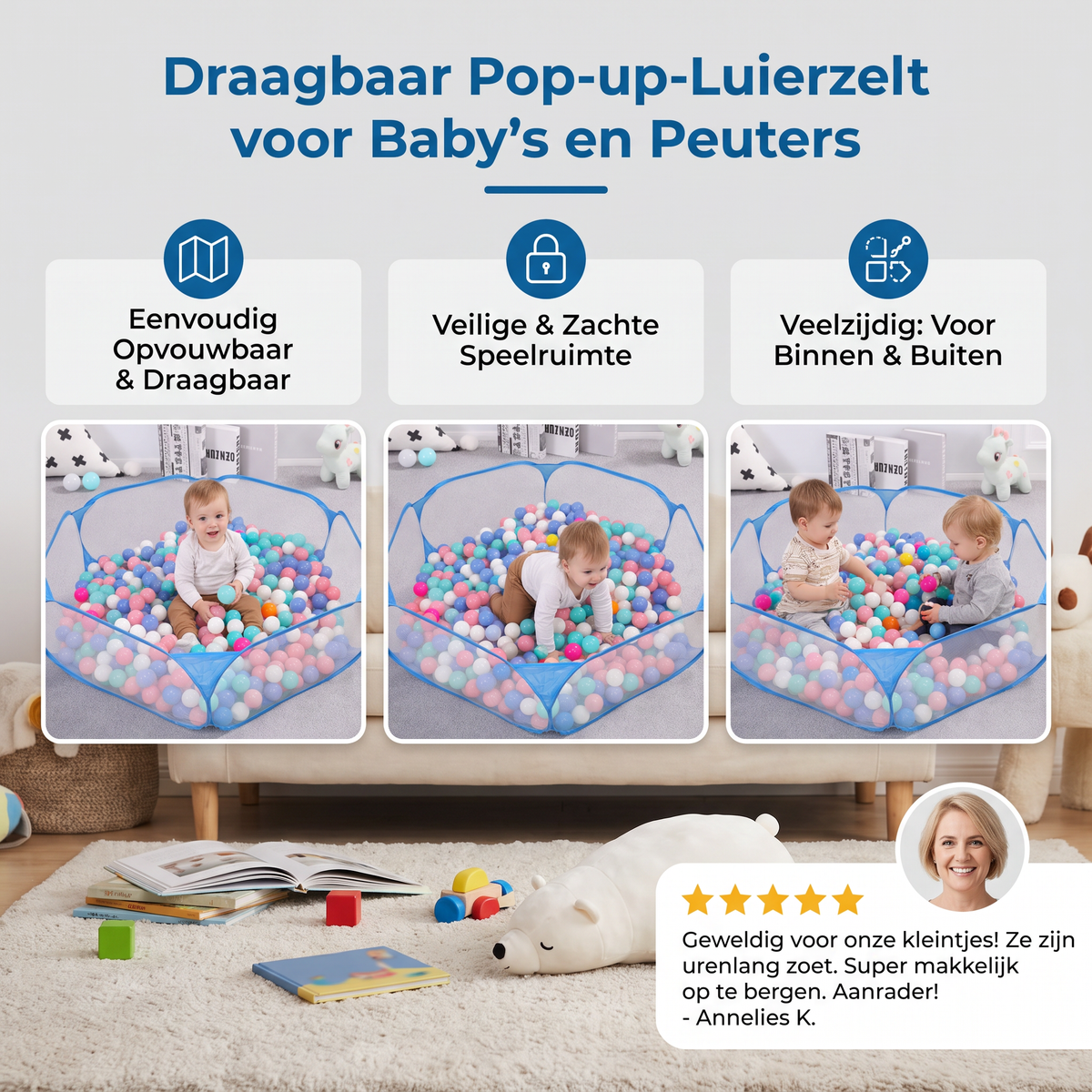 Draagbaar Pop-up-Luierzelt voor Baby’s en Peuters