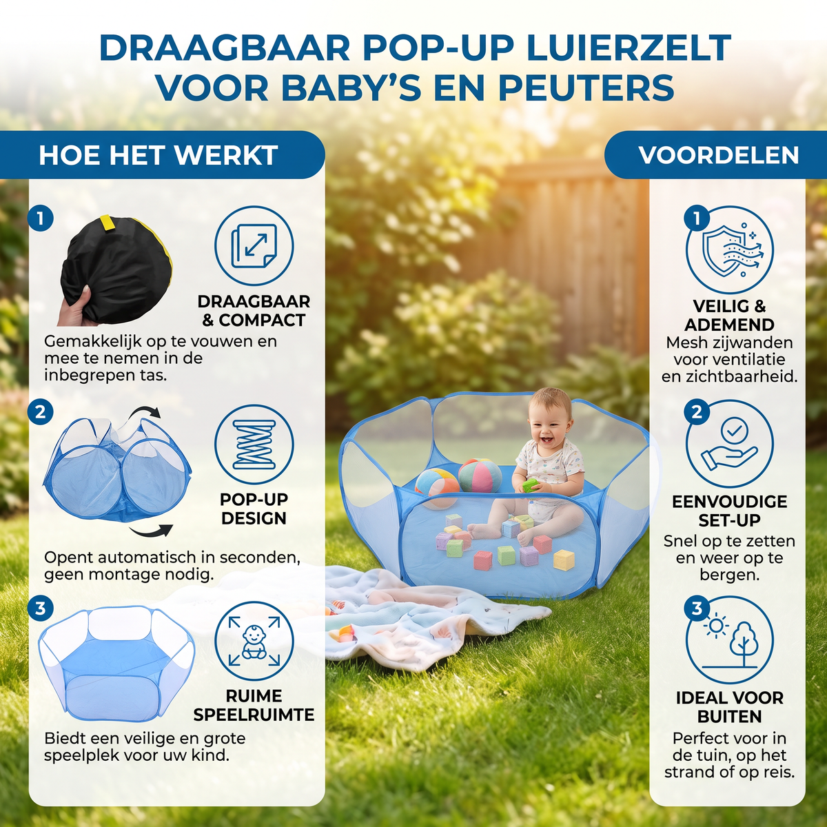 Draagbaar Pop-up-Luierzelt voor Baby’s en Peuters