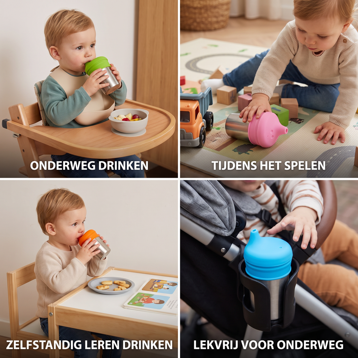 BPA-vrije Lekvrije Siliconen Drinkdeksels met Rietje