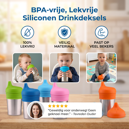 BPA-vrije Lekvrije Siliconen Drinkdeksels met Rietje