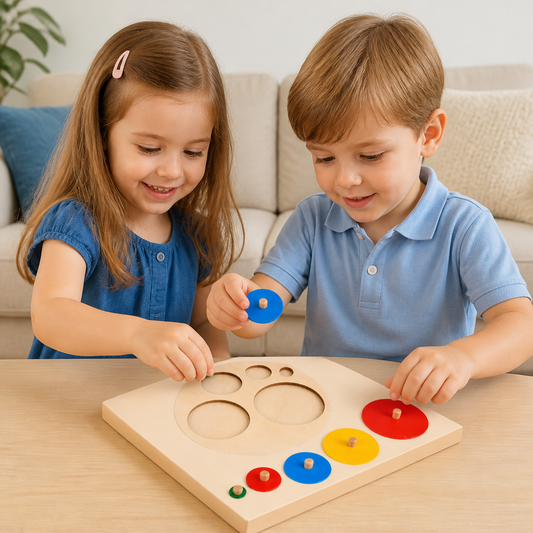 Montessori Houten Vormenpuzzel – Geometrie & Kleuren Sorteren Leerspel Voor Kinderen