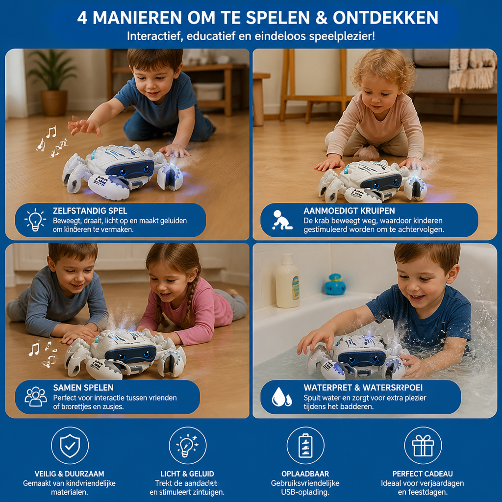 Lichtgevende En Muziek Speelende Krab Met Watersproei-effect