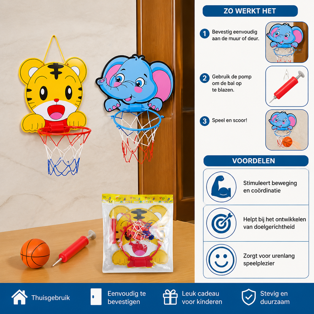 Schattige Dieren Basketbalset Voor Kinderen