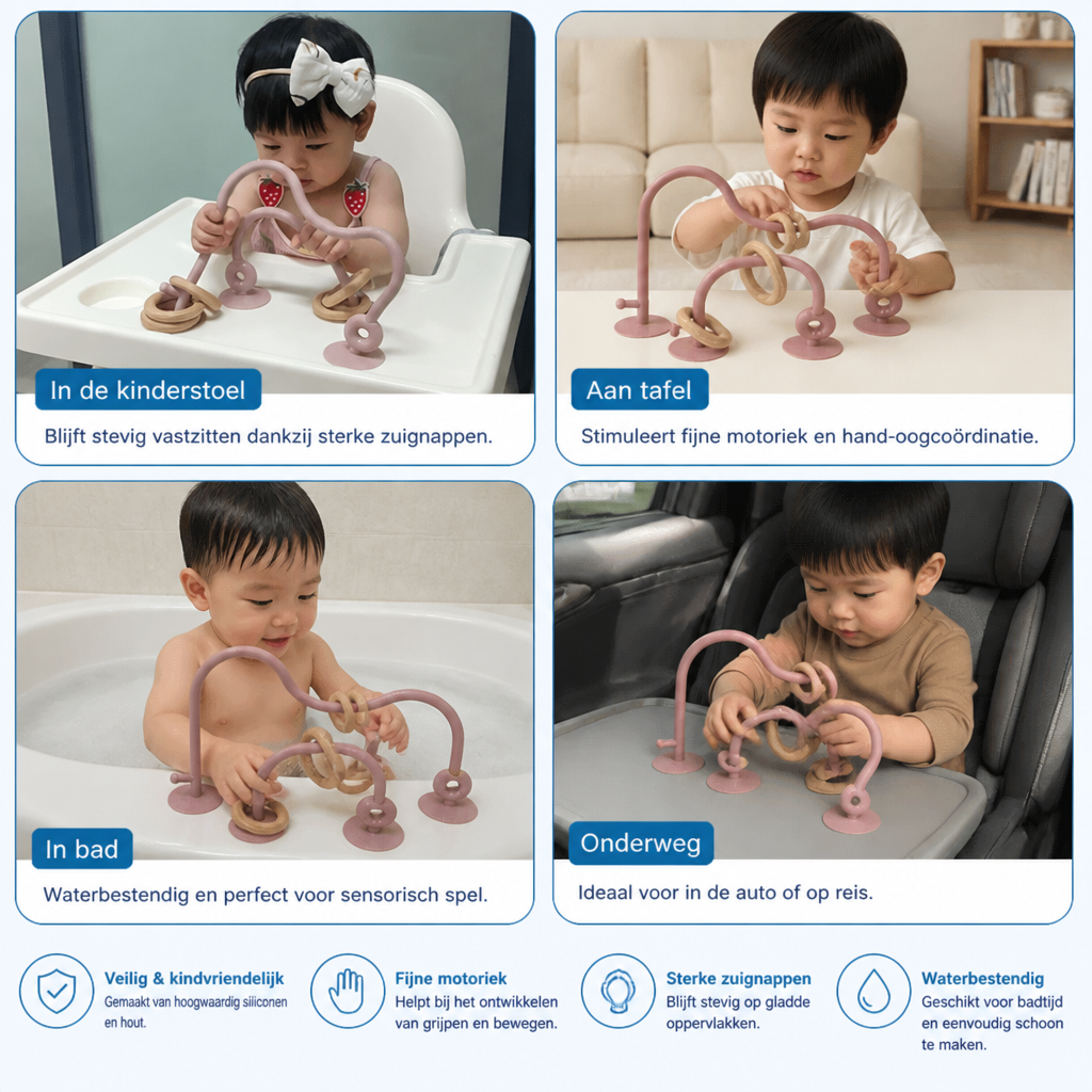 Siliconen Motorisch Speelgoed Voor Baby's – Zuignap Leerspeelgoed Voor Tafel & Kinderstoel