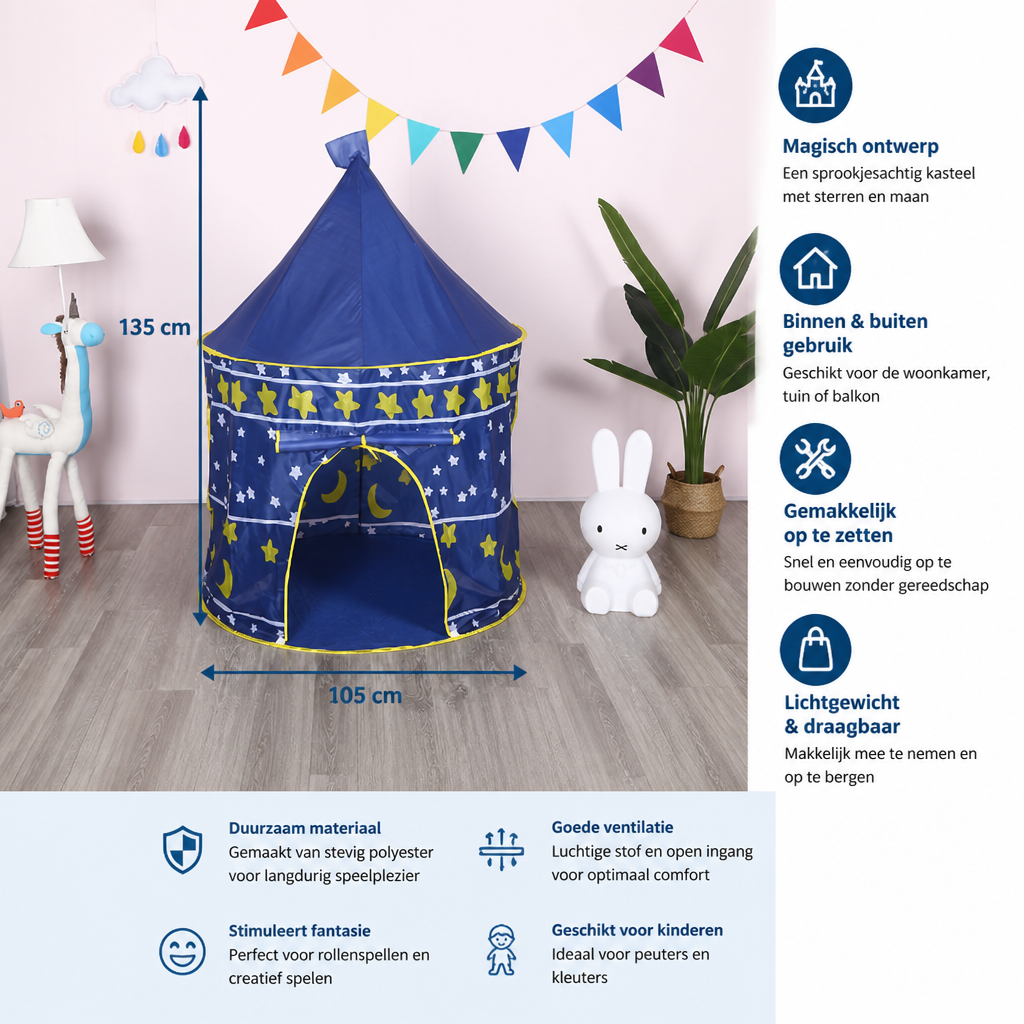 Binnen & Buiten Sterrenhemel Kinderspeeltent – Magisch Kasteel Voor Kleine Avonturiers