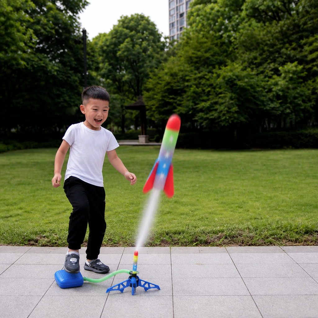 Kinder Raketlanceerder Met Voetpomp – Lichtgevend Outdoor Luchtdruk Speelgoed
