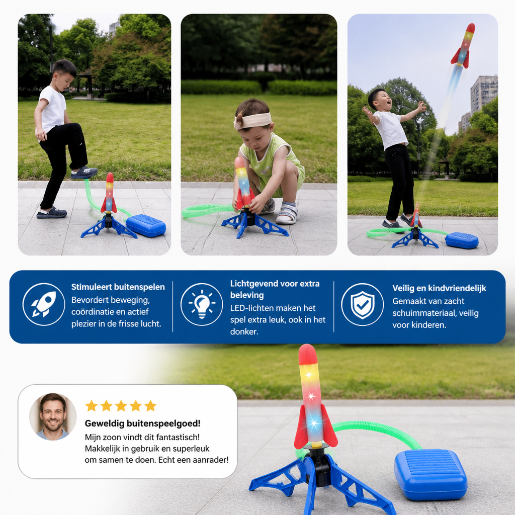 Kinder Raketlanceerder Met Voetpomp – Lichtgevend Outdoor Luchtdruk Speelgoed