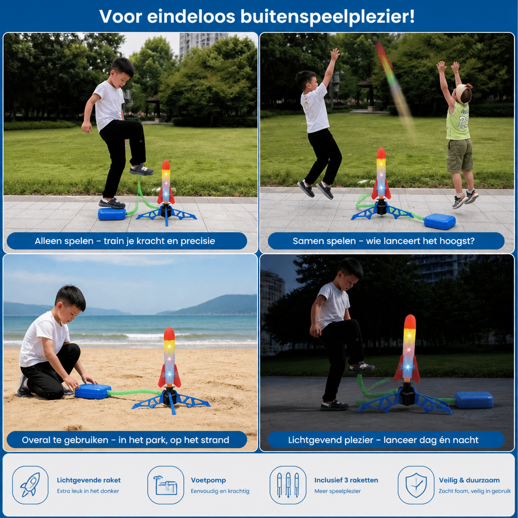 Kinder Raketlanceerder Met Voetpomp – Lichtgevend Outdoor Luchtdruk Speelgoed