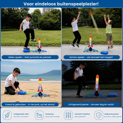 Kinder Raketlanceerder Met Voetpomp – Lichtgevend Outdoor Luchtdruk Speelgoed