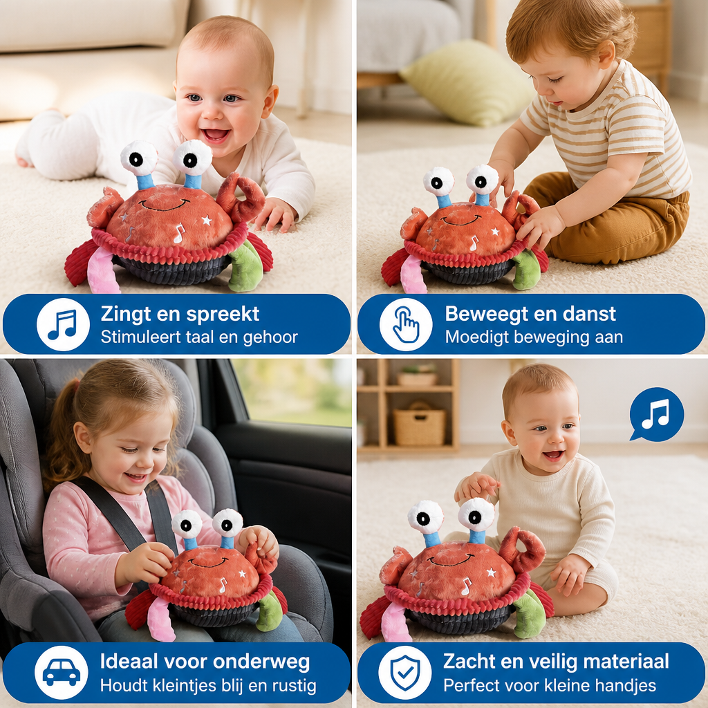 Interactieve Muziekkrab Met Spraakfunctie – Bewegend Leerspeelgoed Voor Baby's