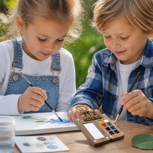 Mini Aquarel Reis Set – Compact Pocket Kleurpalet In Houtdesign