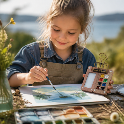 Mini Aquarel Reis Set – Compact Pocket Kleurpalet In Houtdesign