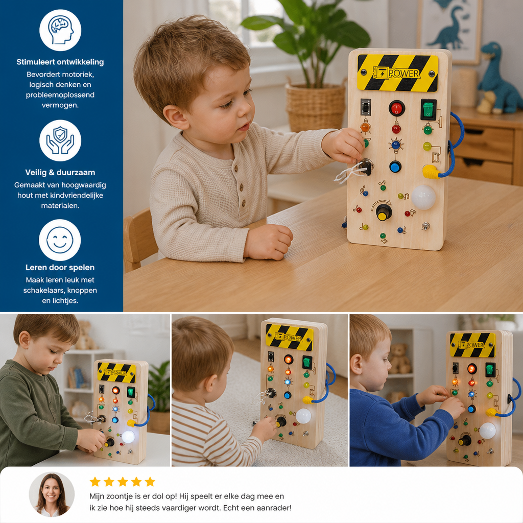 LED Controller Busy Board Van Hout – Montessori Leerspeelgoed Ter Bevordering Van Motoriek