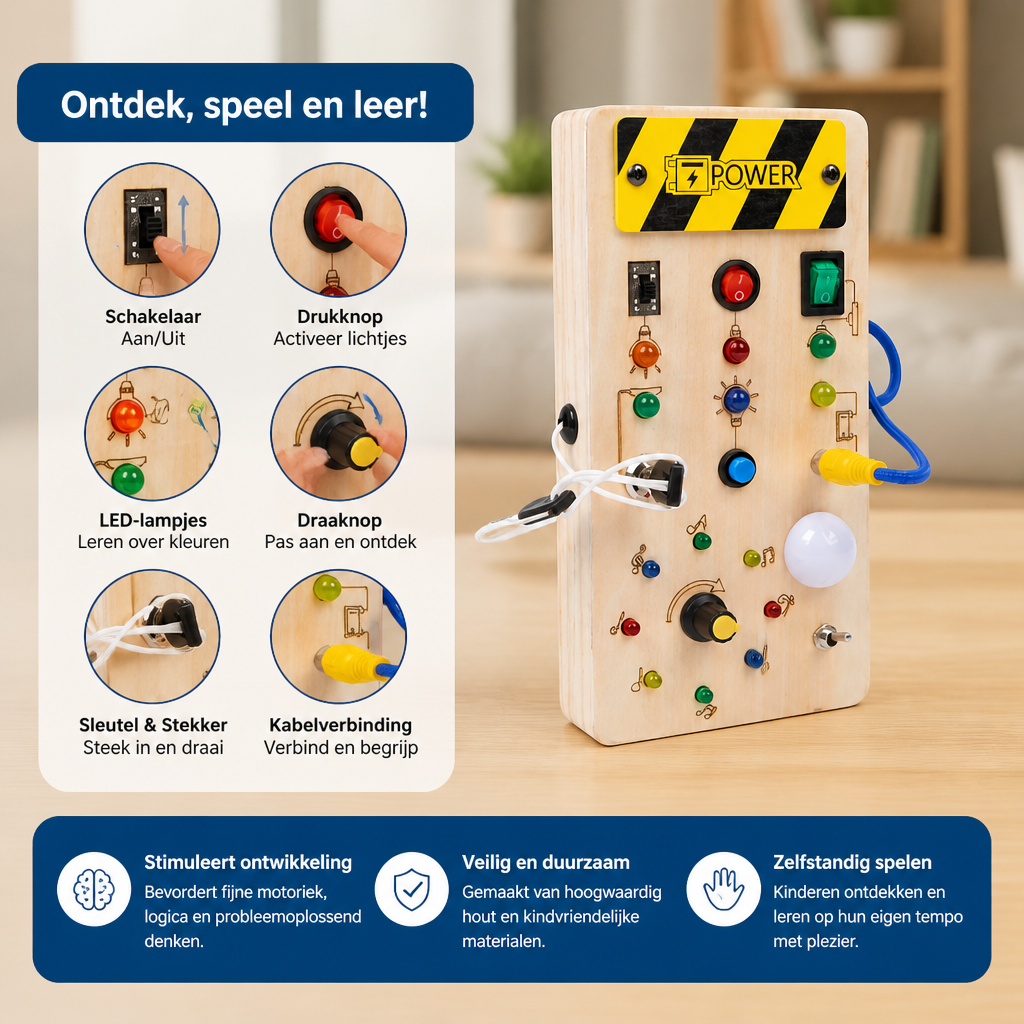 LED Controller Busy Board Van Hout – Montessori Leerspeelgoed Ter Bevordering Van Motoriek