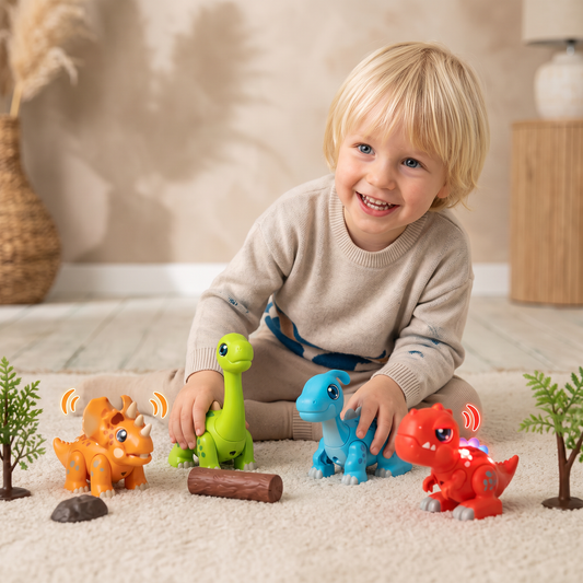 Eenvoudig Te Monteren STEM-Dinosaurus-Leerspeelgoed Met Licht & Geluid