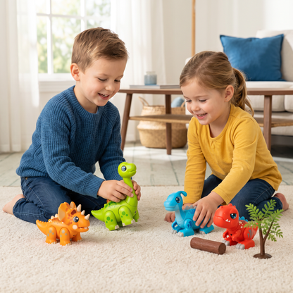 Eenvoudig Te Monteren STEM-Dinosaurus-Leerspeelgoed Met Licht & Geluid