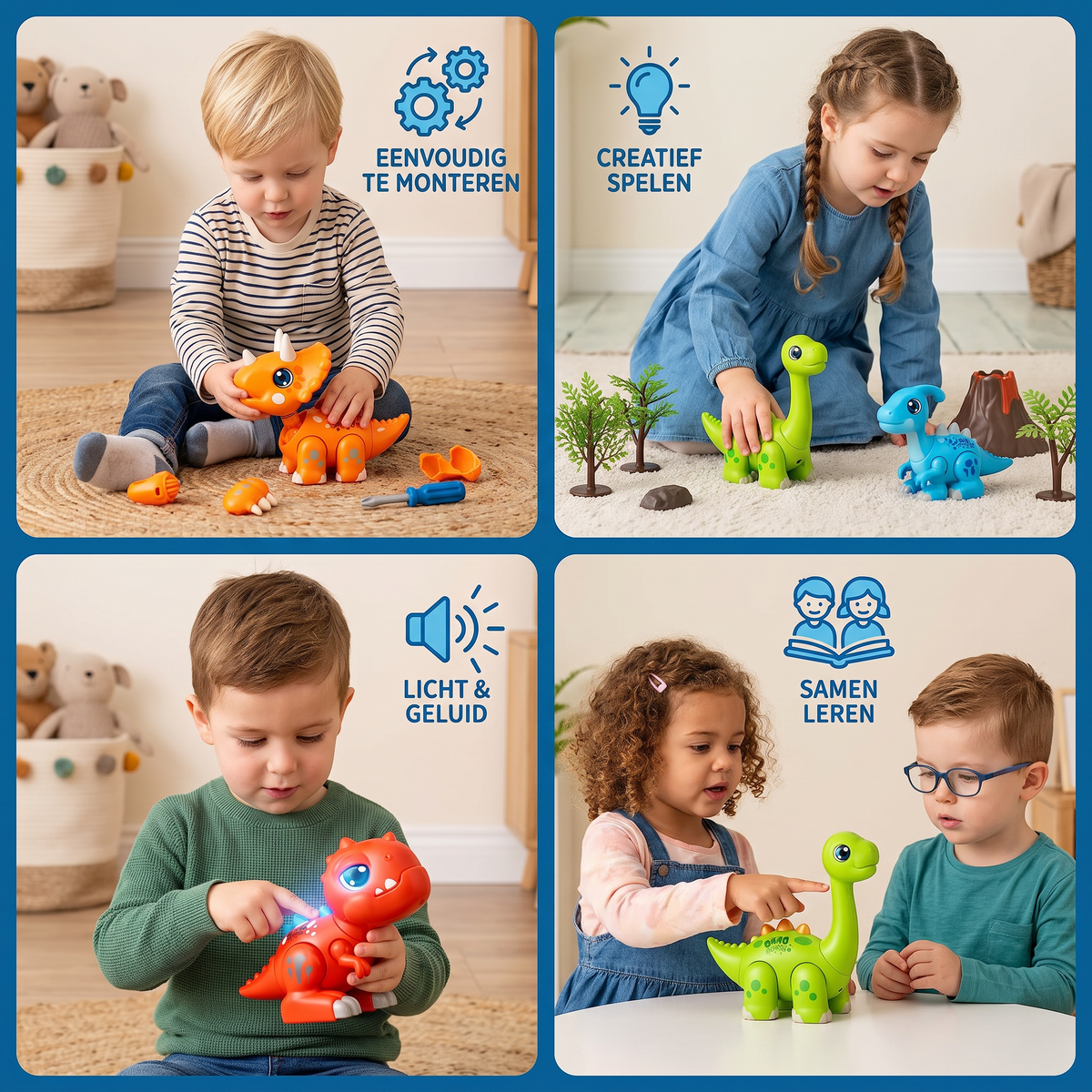 Eenvoudig Te Monteren STEM-Dinosaurus-Leerspeelgoed Met Licht & Geluid