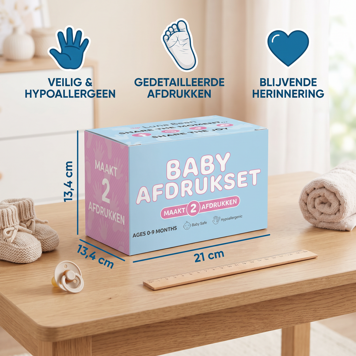 Baby Hand- & Voetafdruk Set – Herinneringsset Voor Pasgeborenen & Ouders