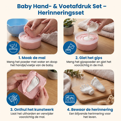 Baby Hand- & Voetafdruk Set – Herinneringsset Voor Pasgeborenen & Ouders