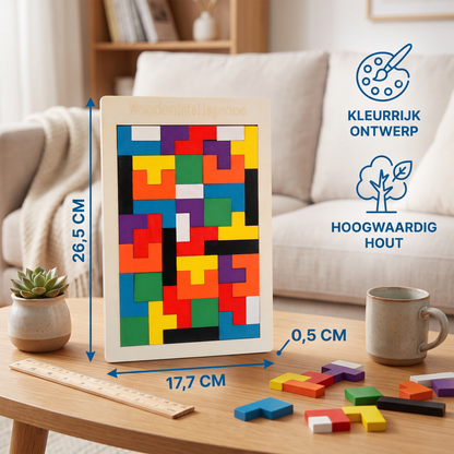 Educatieve Houten Tangram Puzzel – Kleurrijk Montessori Leerspel Voor Kinderen