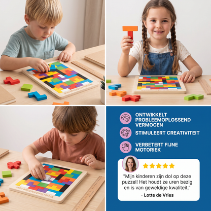 Educatieve Houten Tangram Puzzel – Kleurrijk Montessori Leerspel Voor Kinderen