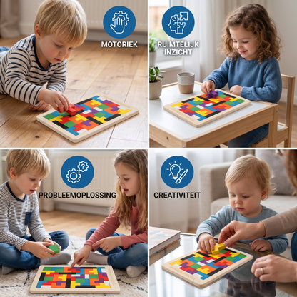 Educatieve Houten Tangram Puzzel – Kleurrijk Montessori Leerspel Voor Kinderen