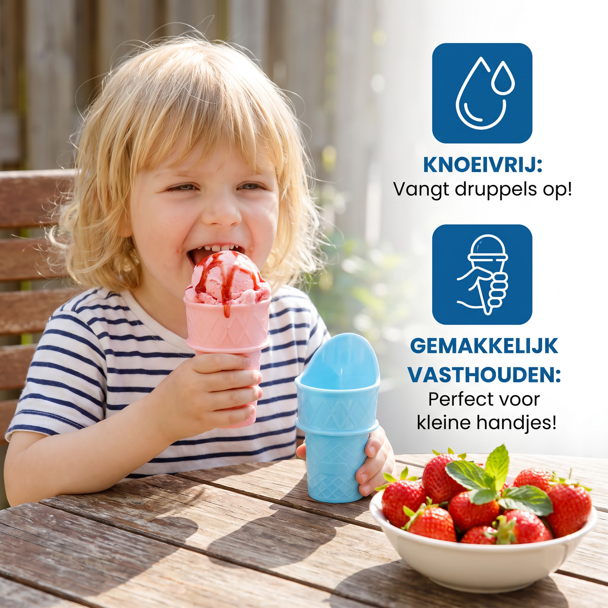 Set van 2 IJshouders in Wafelontwerp – Knoeivrije IJshouder voor Kinderen