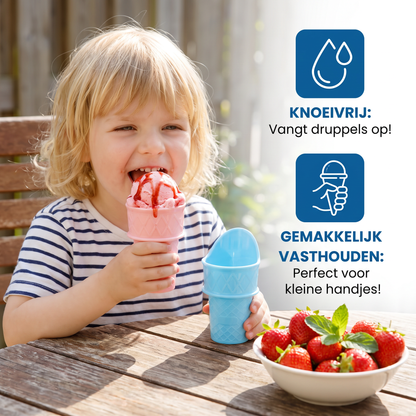 Set van 2 IJshouders in Wafelontwerp – Knoeivrije IJshouder voor Kinderen